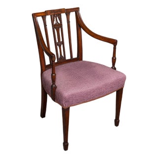 Antique Morning Room Chair, English, Desk, Elbow Seat, Sheraton Taste, Georgian For Sale