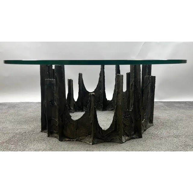 Paul Evans MCM Brutalist Bronze Stalagmite Coffee / Cocktail Table, Signed & Dated: A striking example of American...