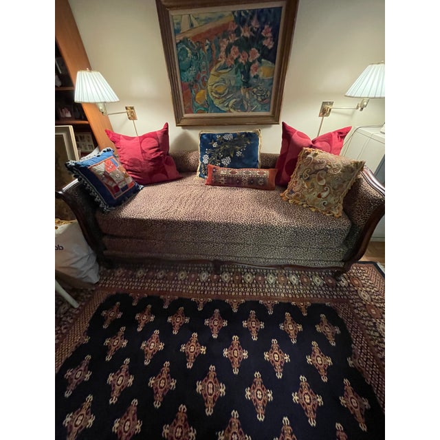 Antique French Hand Carved Walnut Daybed With Leopard Suede Upholstery For Sale - Image 14 of 14