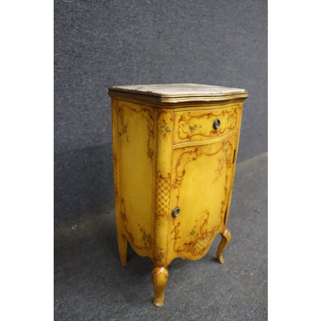 Italian Painted Nightstand With Marble Top by Ny Galleries For Sale - Image 4 of 13
