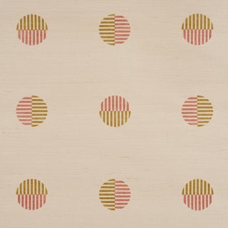 Schumacher Ando Hand Blocked Sisal Wallcovering In Rust & Ochre For Sale