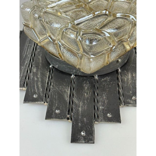 Brutalist Iron and Glass Wall Lamp, 1970s For Sale - Image 9 of 18