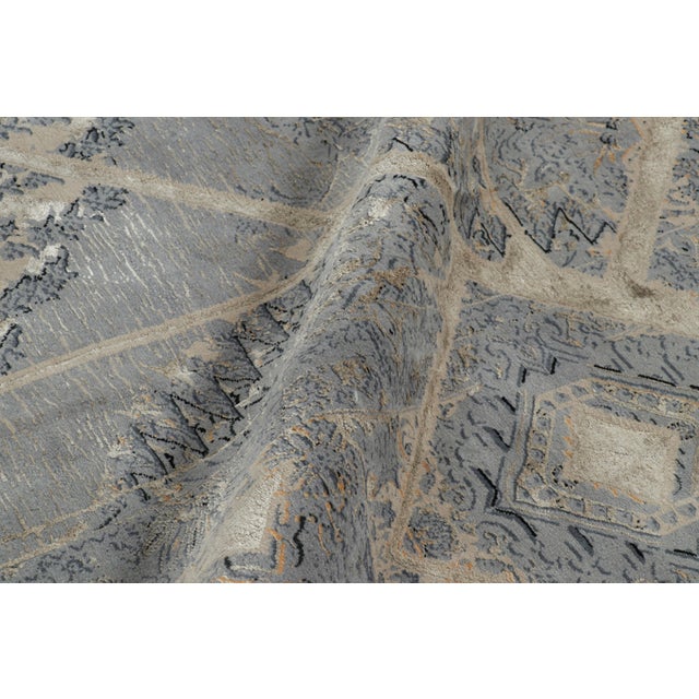 Gray Rug & Kilim’s Contemporary Rug With Gray Medallions & Geometric Patterns “Kian” For Sale - Image 8 of 9