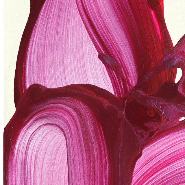 Paper Avp_1618 - Original Abstract Deep Magenta Tone Contemporary Painting on Paper by Alex Voinea For Sale - Image 7 of 9
