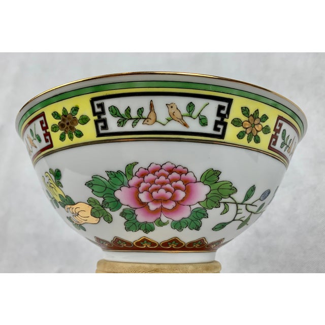 Chinese Hand Decorated Porcelain Bowl From the 1950’s-7.25” Diameter For Sale In West Palm - Image 6 of 11