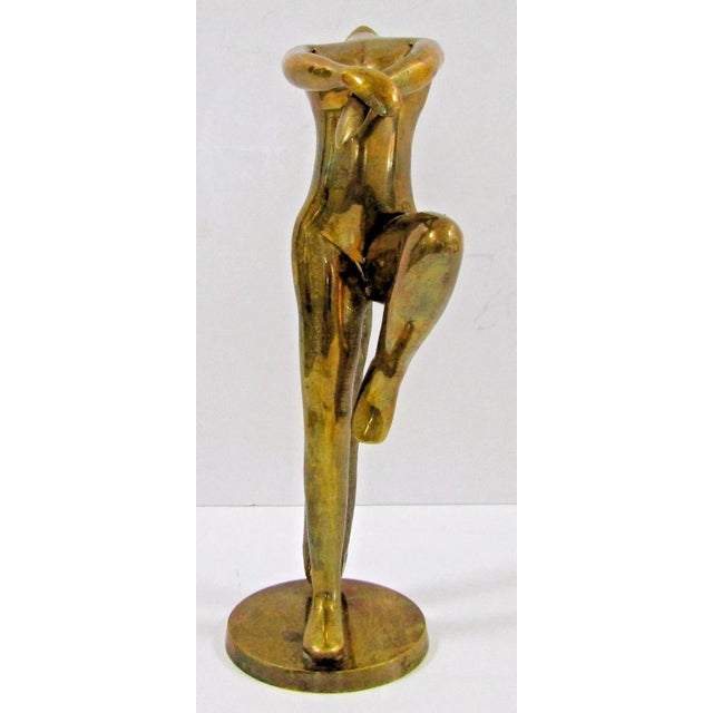 Art Deco Vintage Brass Art Deco Long Haired Nude Woman Sculpture Attributed Klara Sever For Sale - Image 3 of 14