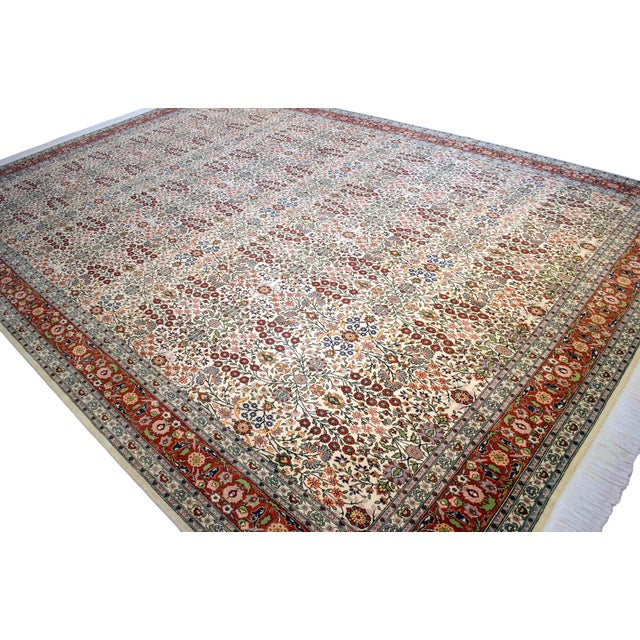 1970s Collectible Vintage Turkish Hereke Rug Hand Knotted Area Oversize Rug Large Living Room Rug - 10′8″ × 15′5″ For Sale - Image 9 of 18
