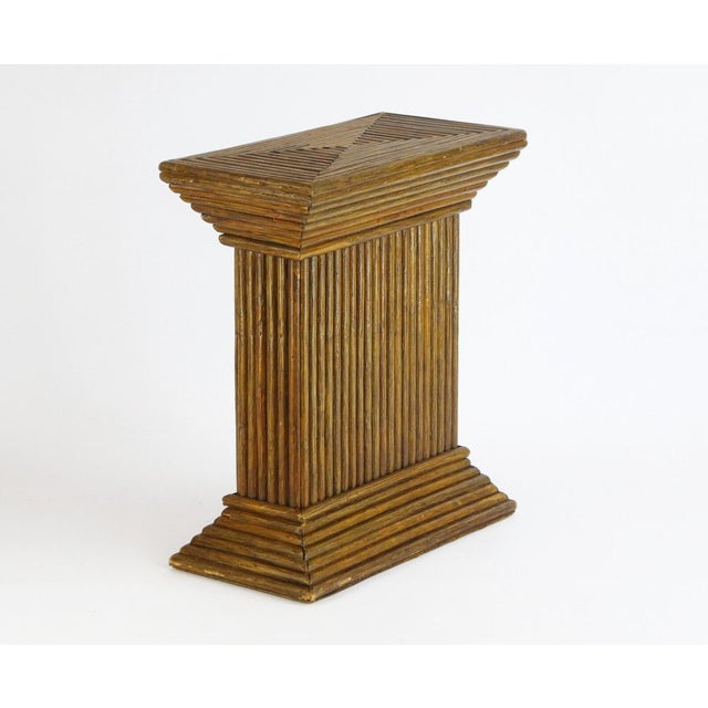 Vintage Italian Rattan Pedestal in Rectangular Shape For Sale - Image 9 of 9
