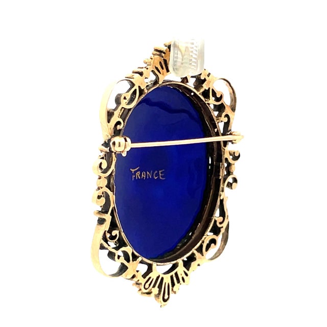 Mid 20th Century Mid 20th Century 14k Gold French Made Female Portrait Vintage Brooch/Pendant For Sale - Image 5 of 6