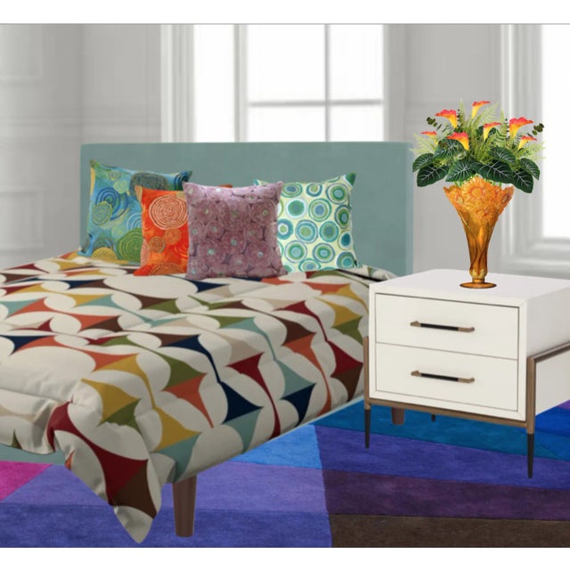 Vintage Acrylic Vase: Orange Yellow Sunflowers in Bas Relief For Sale In New York - Image 6 of 12