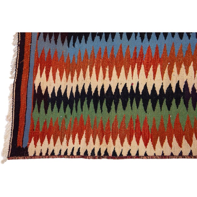 Mid-20th Century Turkish Kilim Multicolor Handmade Tribal Wool Rug For Sale - Image 4 of 8