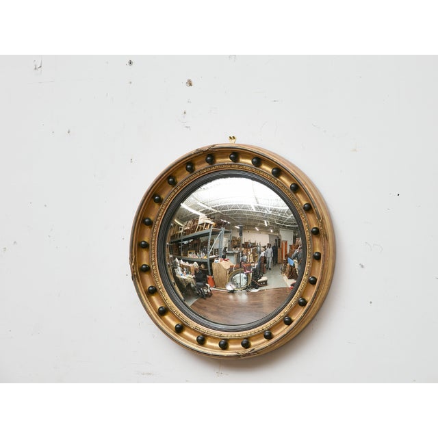 English English Regency Giltwood Convex Mirror with Ebonized Ball Accents For Sale - Image 3 of 9