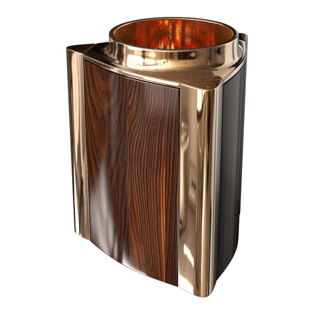 Not Yet Made - Made To Order "Victoria" Ice Bucket With Bronze and Walnut, Handmade For Sale - Image 5 of 7