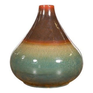 Large Contemporary Chiang Mai Prem Collection Jar with Green and Brown Glaze For Sale