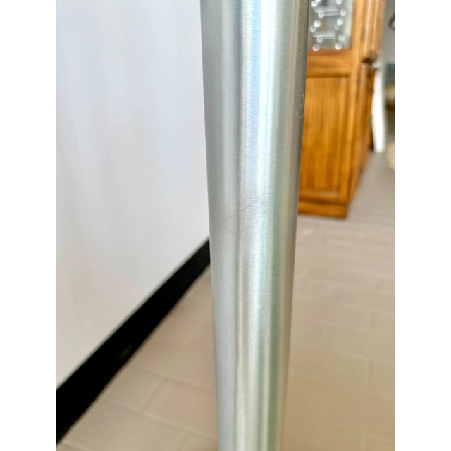 Vintage Postmodern Brushed Aluminum and Brass Torchiere Floor Lamp For Sale - Image 9 of 12