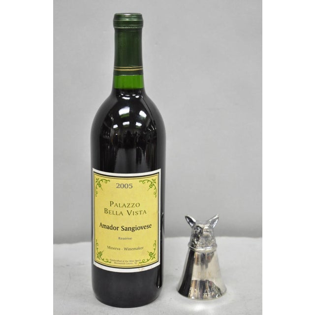 Vintage Pewter Fox Head Silver Plated Stirrup Cup Shot Glass Hunting Equestrian Barware with "PJK" engraved monogram....