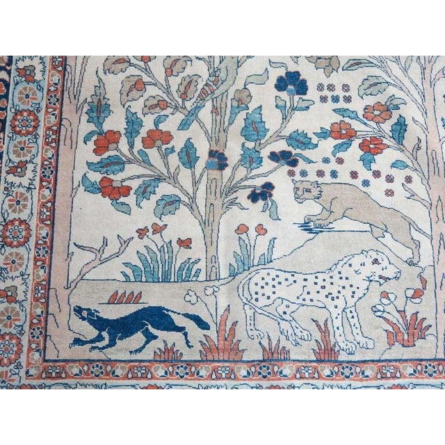 Textile Zabihi Collection Pictorial Paradise Antique Tabriz Oversize Tree of Life Rug For Sale - Image 7 of 18