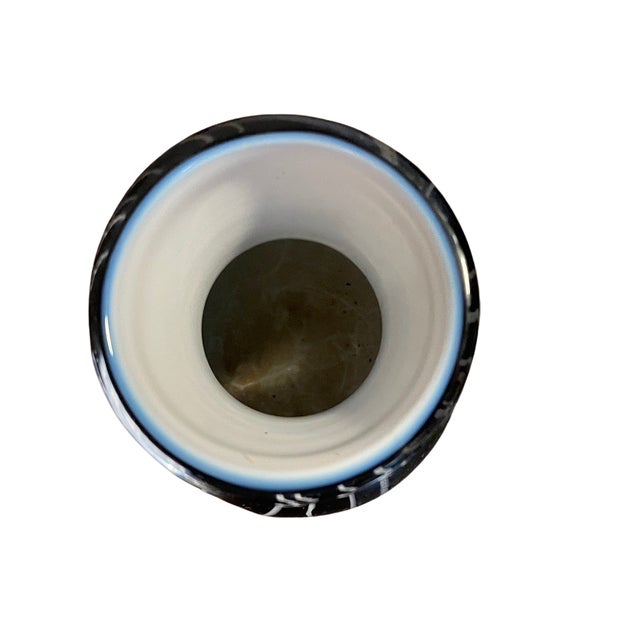 Black 1978 Signed Foster Mid-Century Modern Black & White Cased Art Glass Vase For Sale - Image 8 of 11
