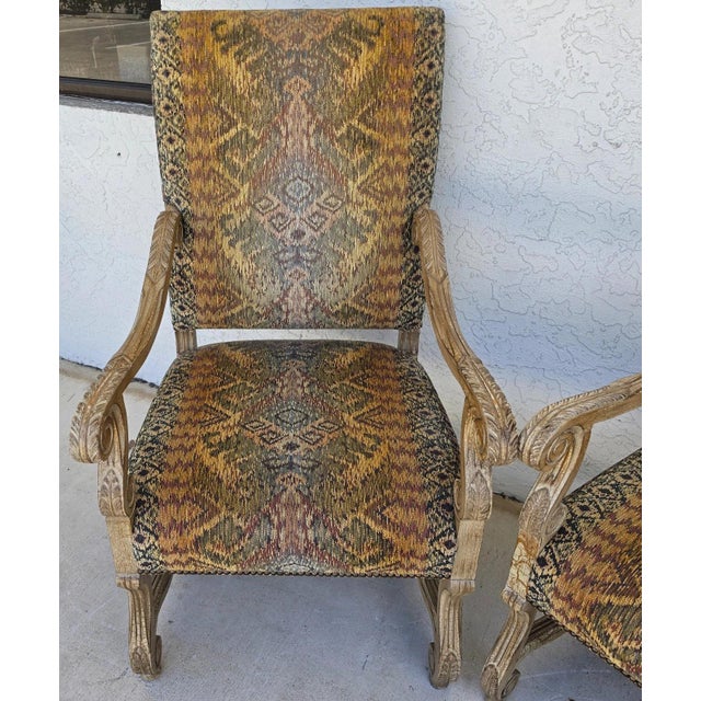 Century Furniture French Louis XIII Os De Mouton Armchairs a Pair For Sale - Image 11 of 16