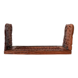 Vintage Expandable Carved Wood Book Holder For Sale