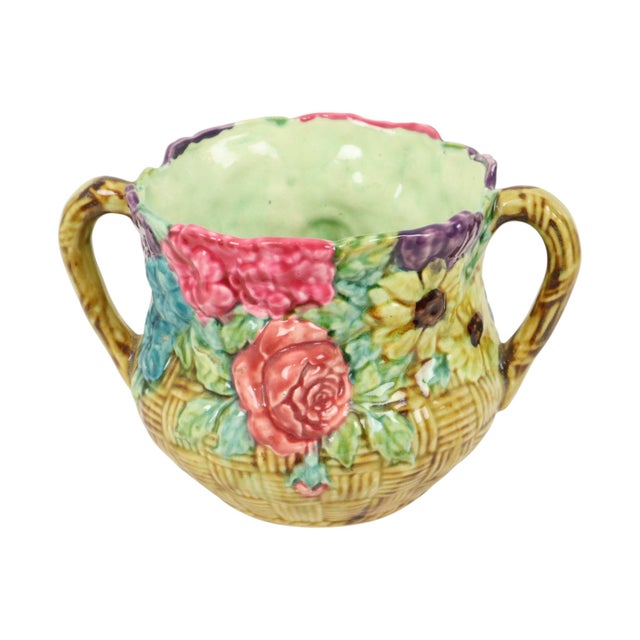 Ceramic Art Nouveau Majolica Flowerpot Cachepot, France, 1890s For Sale - Image 7 of 17