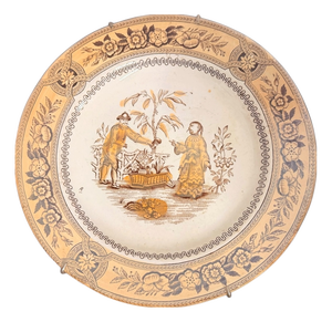 Antique Late 19th Century Rose Transferware Plate from Allerton & Sons, England