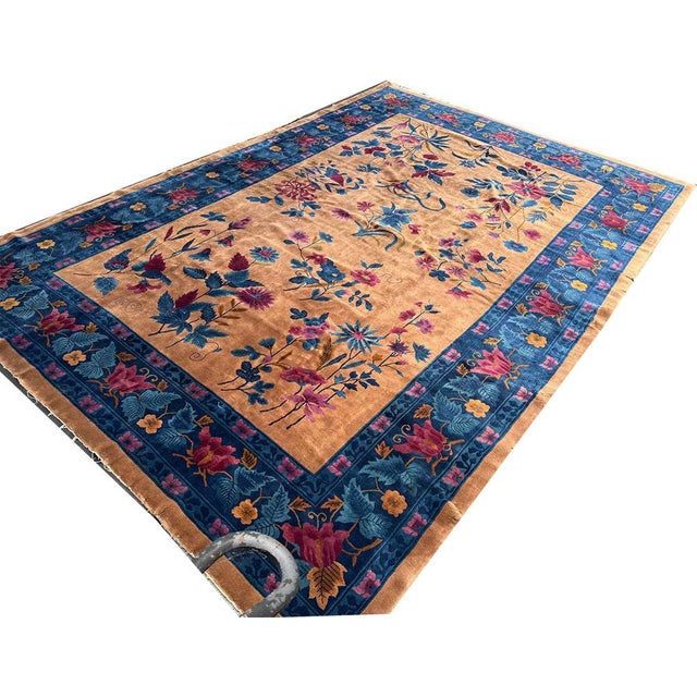 Camel A Breathtaking 10' X 14' Antique Mandarin Art Deco Chinese Rug For Sale - Image 8 of 11