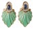 Vintage Chrysoprase, Sapphire & Diamond Leaf Earrings 18k Yellow Gold, A Pair For Sale
