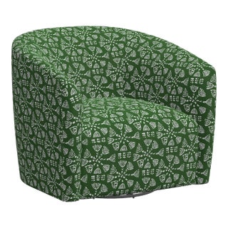 John Robshaw x Cloth & Company Lana Swivel Chair in Pratham Green For Sale