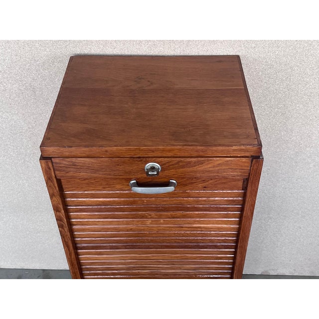 Brown Early 20th Century Filing Cabinet with One Roller Louver Door & Five Shelves For Sale - Image 8 of 18