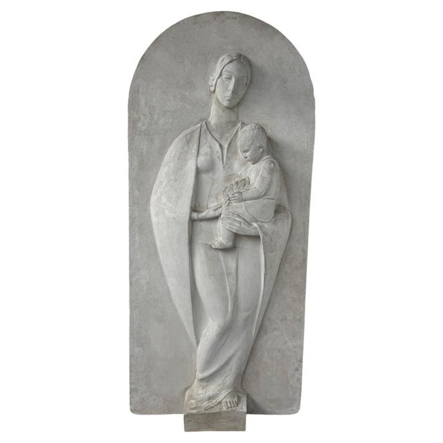 Large Plaster Motherhood Relief attributed to Domenico De Lisi, 1920s For Sale - Image 11 of 11