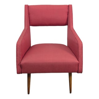 Coral-Colored Fabric Armchair, 1960s For Sale