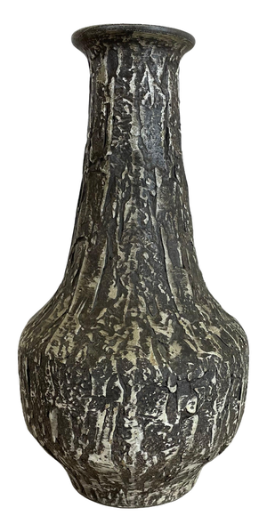 Brutalist Fat Lava Vase in Grey Ceramic attributed to Ilkra, Germany, 1970s