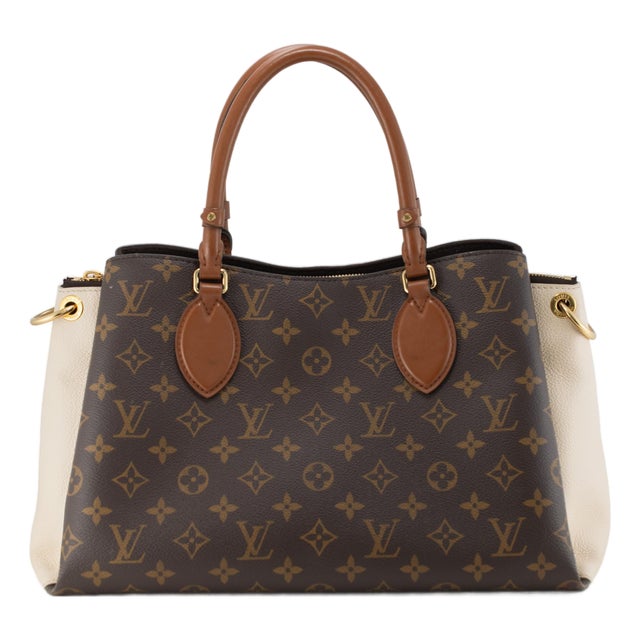 Louis Vuitton Vendôme MM Monogram Canvas Cream Leather Gold-Tone Handle Bag For Sale