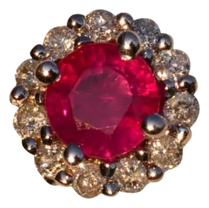 The 20th Avenue: Natural Ruby and Diamond Halo Stud Earrings in White Gold, 2 Pieces