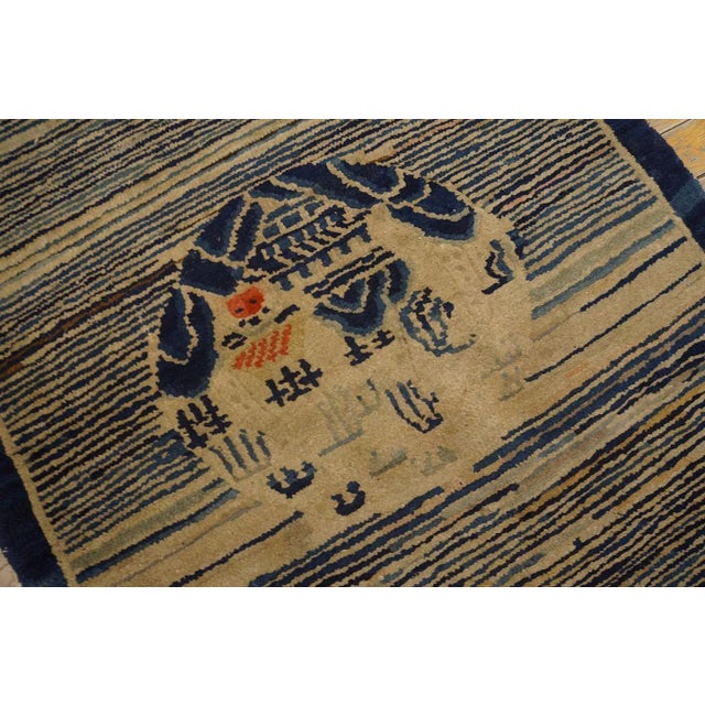 1920s Navy Stripe Medallion Antique Chinese Peking Rug 2' 7''x4' 8'' Knotted Wool Carpet For Sale - Image 4 of 9