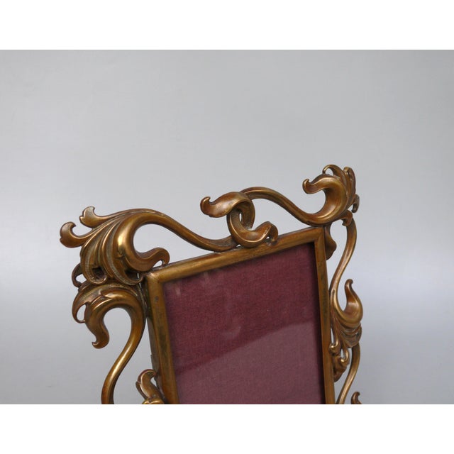 Art Nouveau Style Handmade Floral Picture Frame in Brass, Germany, 1890s For Sale - Image 11 of 18