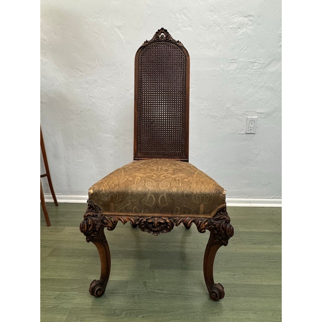 Victorian Antique Victorian Double Cane Back Side Chair — Carved Walnut, 19th Century For Sale - Image 3 of 12