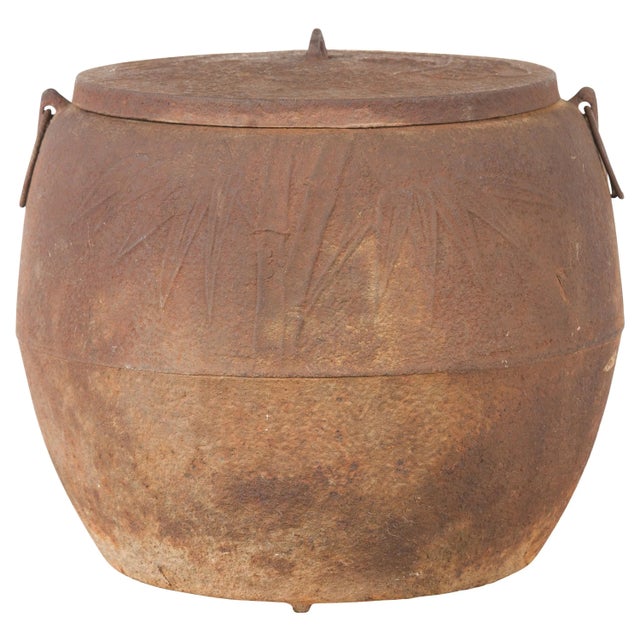 Japanese Meiji Period 1900s Distressed Iron Cooking Pot with Foliage Motifs For Sale - Image 12 of 12