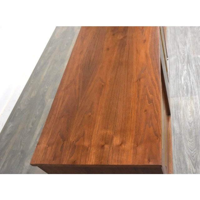 1950s Refinished Walnut and Brass Dresser For Sale In Boston - Image 6 of 10