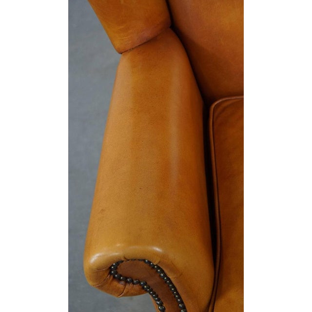 Wing Chair in Cowhide Leather For Sale - Image 7 of 12