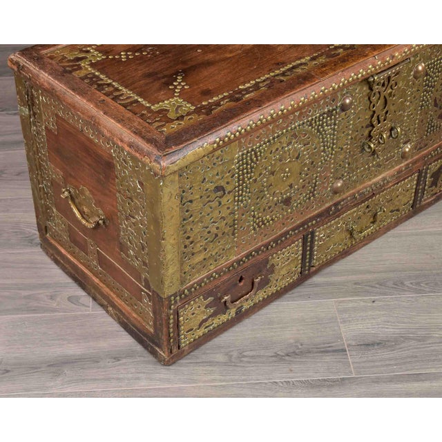 19th Century Brass-Clad Trunk With Three Base Drawers For Sale - Image 12 of 12