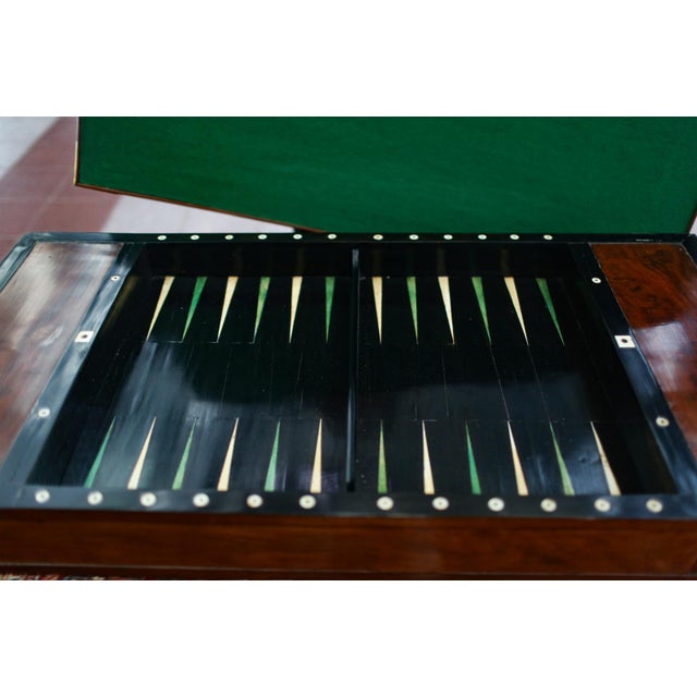Late 18th Century Late 18th Century Louis XVI Style Walnut & Brass Backgammon Game Table – Designer Statement Piece For Sale - Image 5 of 13
