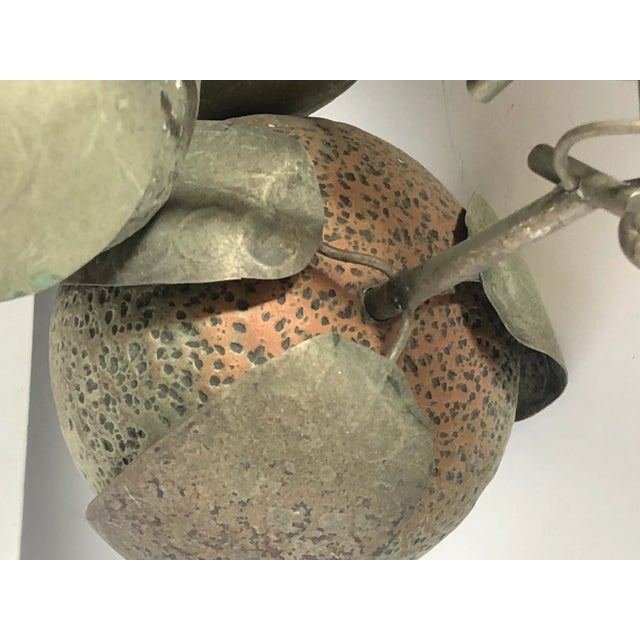 Charming wall art of hand made folk art hanger on chain holds eight different metal fruit that can be removed to decorate...