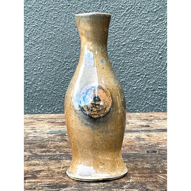 Contemporary Vintage Glazed Ceramic Vase For Sale - Image 3 of 12