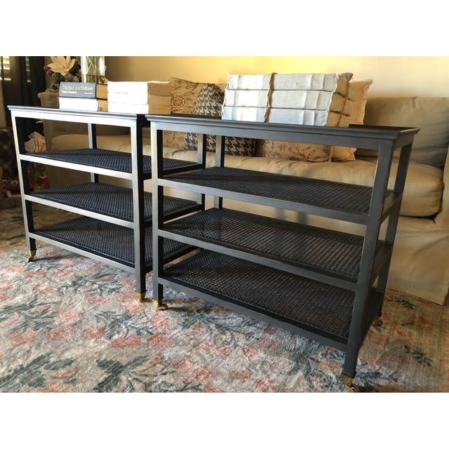 Vintage Cane 3 Tier End Tables Night Stands For Sale - Image 4 of 12