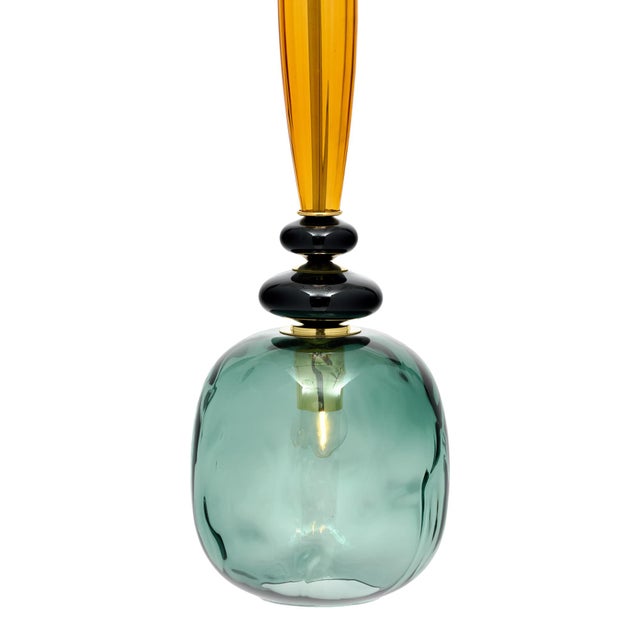 Amber Venetian Glass Gray and Amber, Hand-Blown, Murano, Italy For Sale - Image 8 of 10