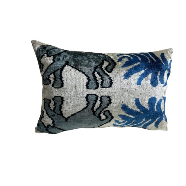 Blue Handmade Silk Cushion Cover With Elephant Design For Sale - Image 8 of 10