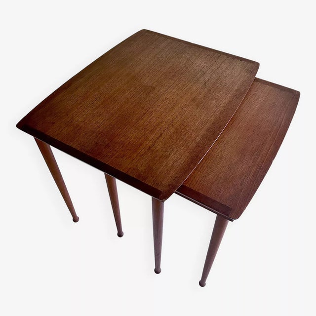 Set of 2 1960s danish modern side tables by møbel intarsia denmark, the smaller integrates seamlessly inside the larger...