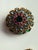 Vintage Signed Capri Demi-Parure – Multi-Layer Rhinestone Floral Dome Brooch/Pendant & Matching Hinged Cuff Bracelet For Sale - Image 10 of 12